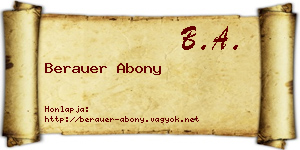 Berauer Abony névjegykártya